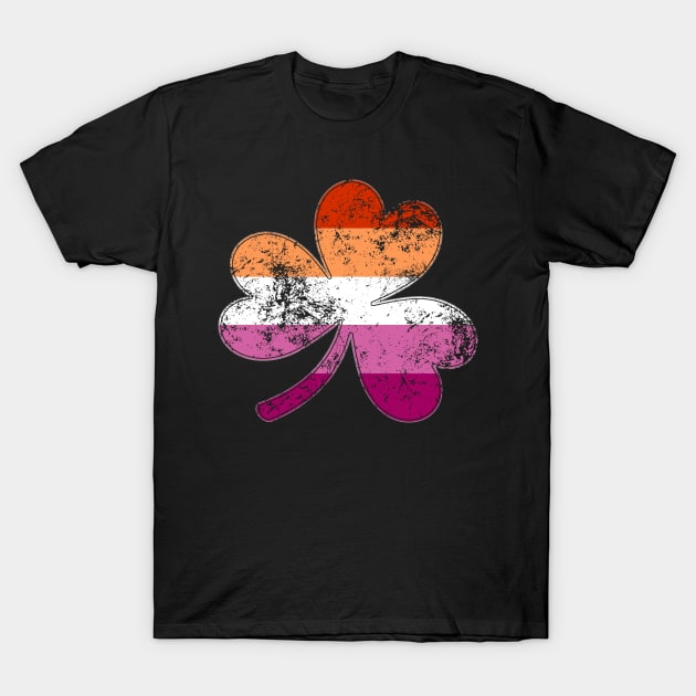 Lesbian Shamrock Pride Flag T-Shirt by wheedesign